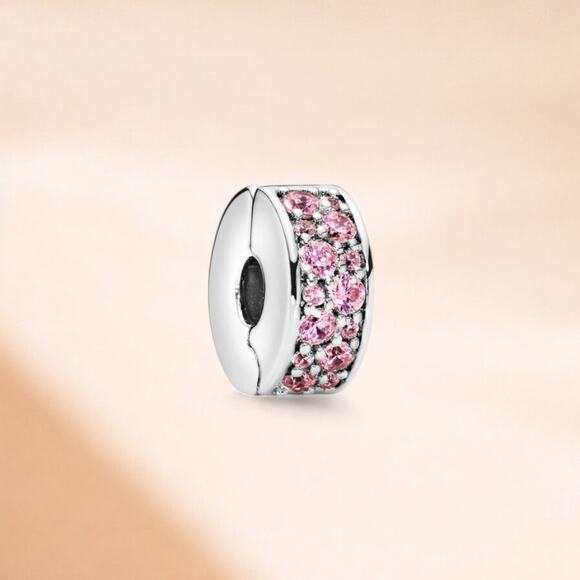 Pandora Pink Pavé Clip Charm - Picture 1 of 5
